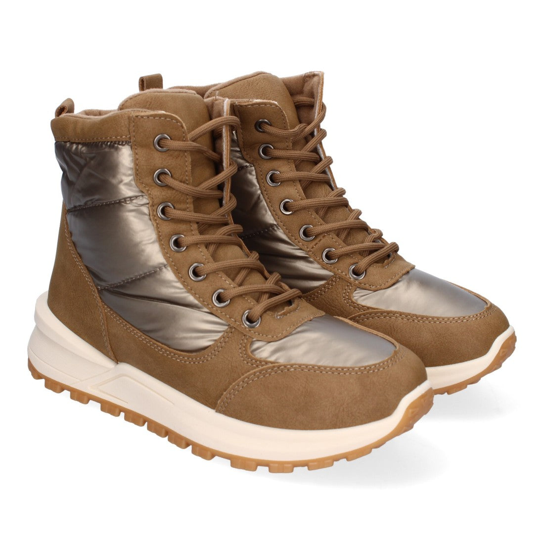 Elegante khakifarbene Stiefel mit Absatz