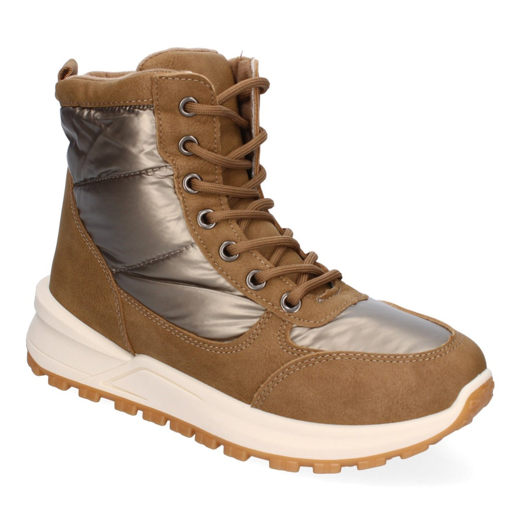 Elegante khakifarbene Stiefel mit Absatz