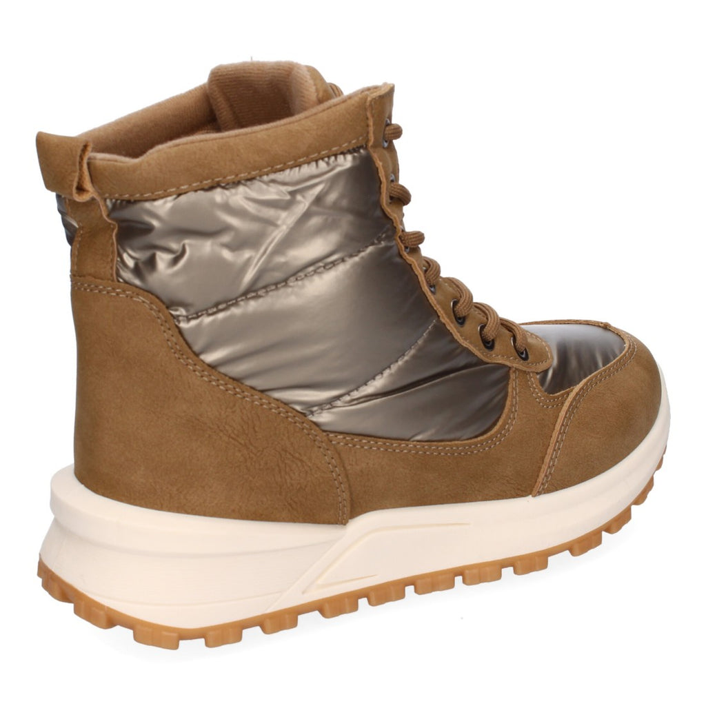 Elegante khakifarbene Stiefel mit Absatz