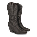 Botas Tacón Punta Fina Estampado Serpiente - Negro