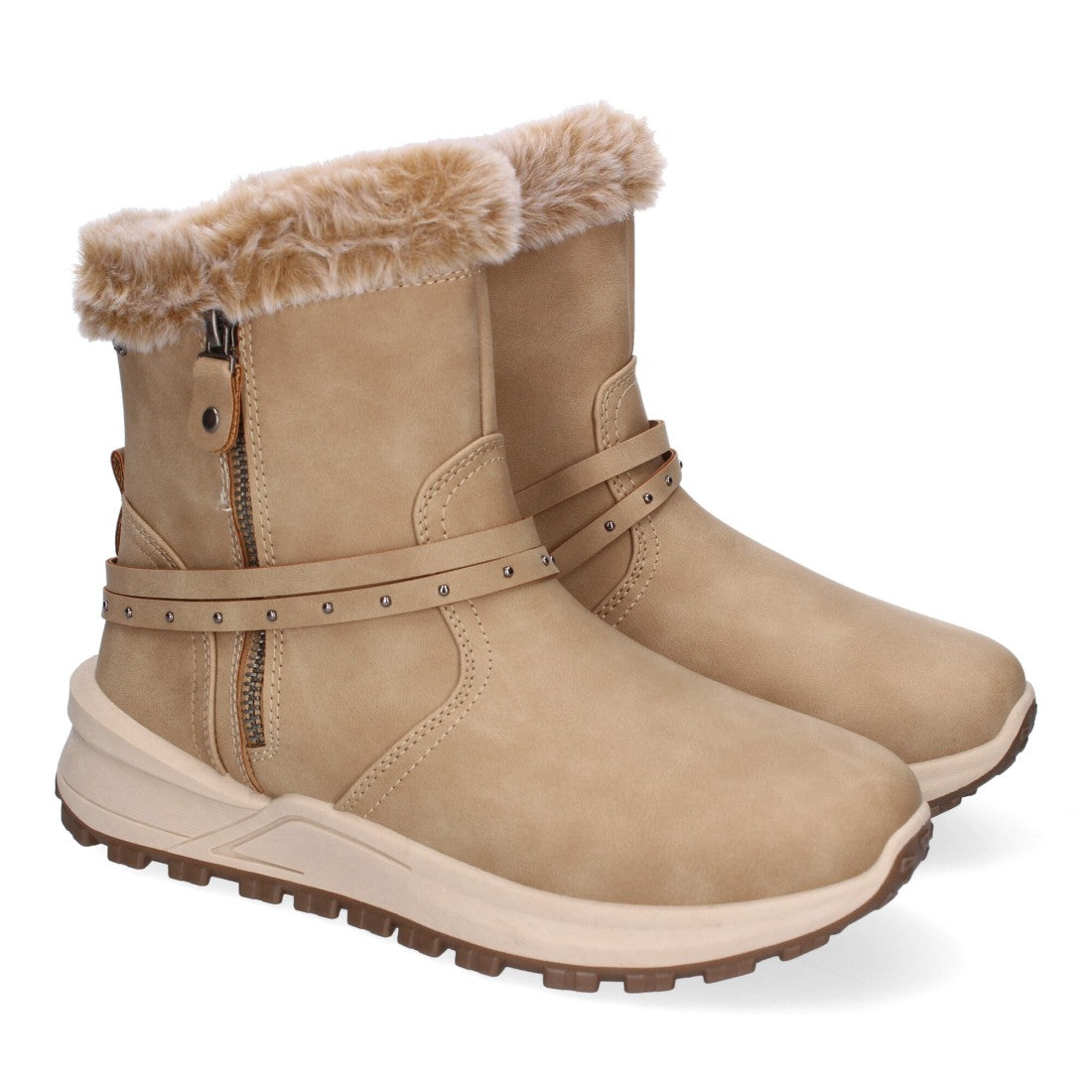 Elegante khakifarbene Stiefel mit Absatz