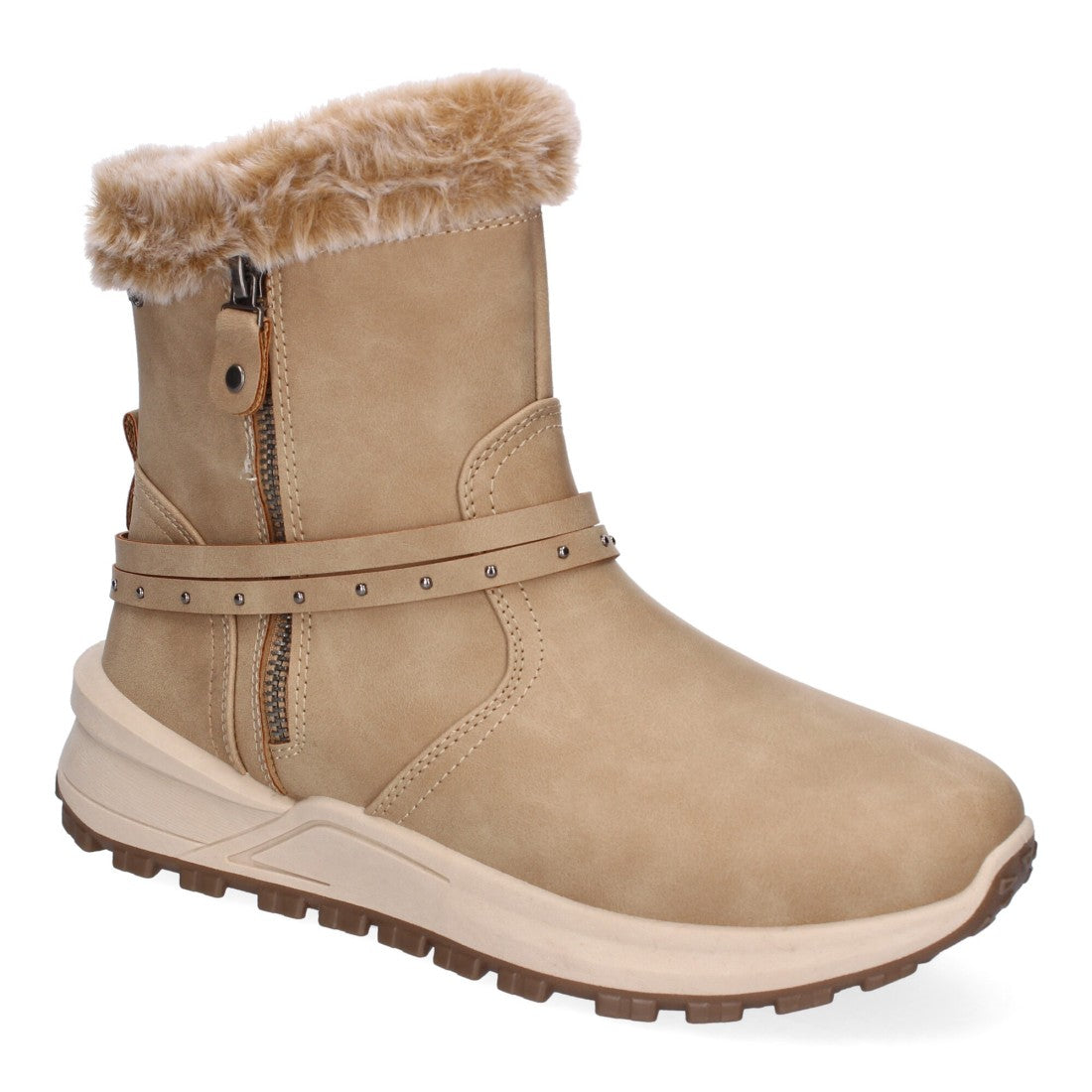 Elegante khakifarbene Stiefel mit Absatz