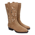 Elegante khakifarbene Overknee-Stiefel mit Absatz