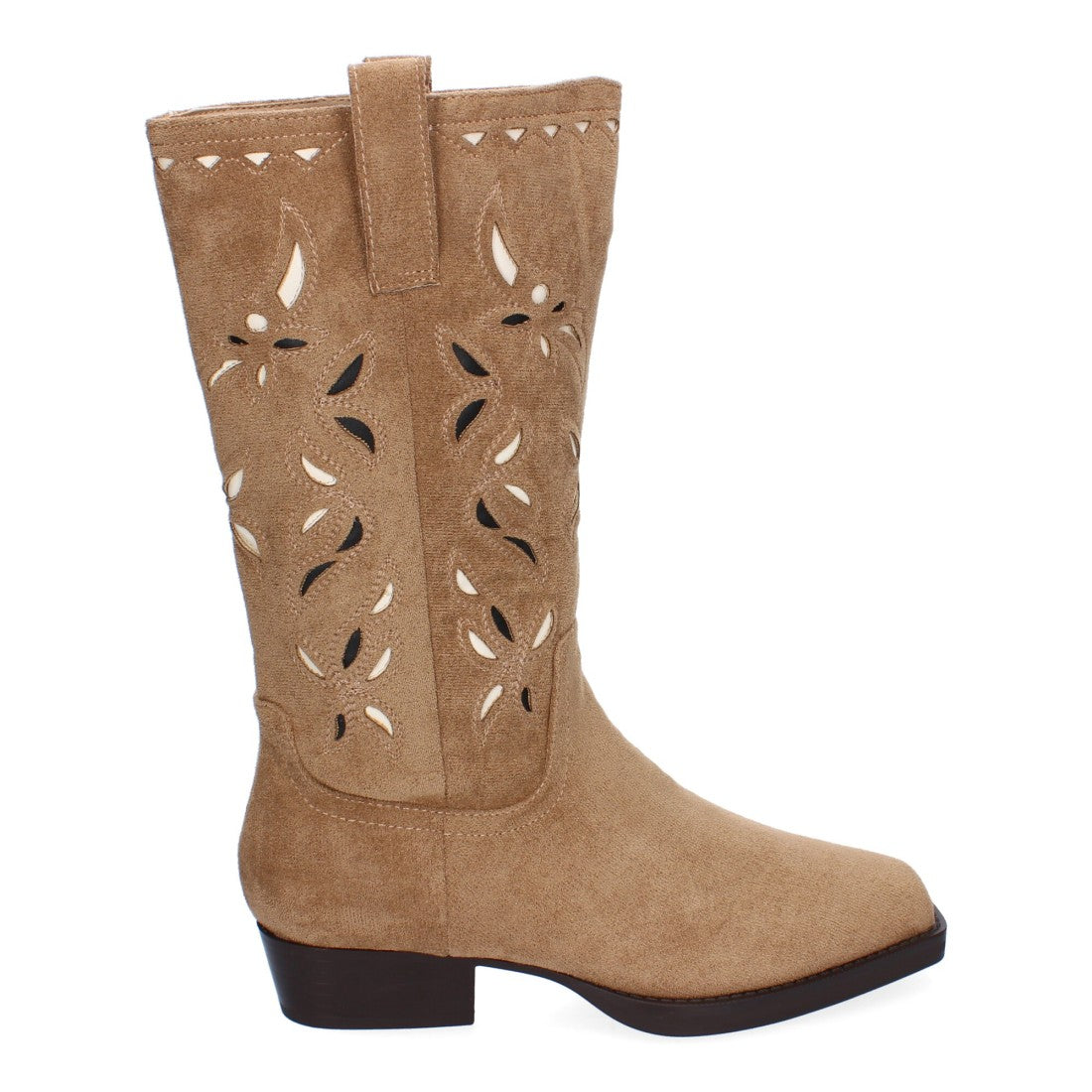 Elegante khakifarbene Overknee-Stiefel mit Absatz