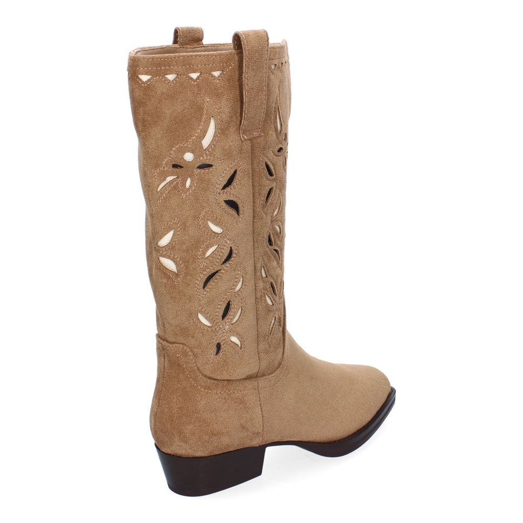 Elegante khakifarbene Overknee-Stiefel mit Absatz