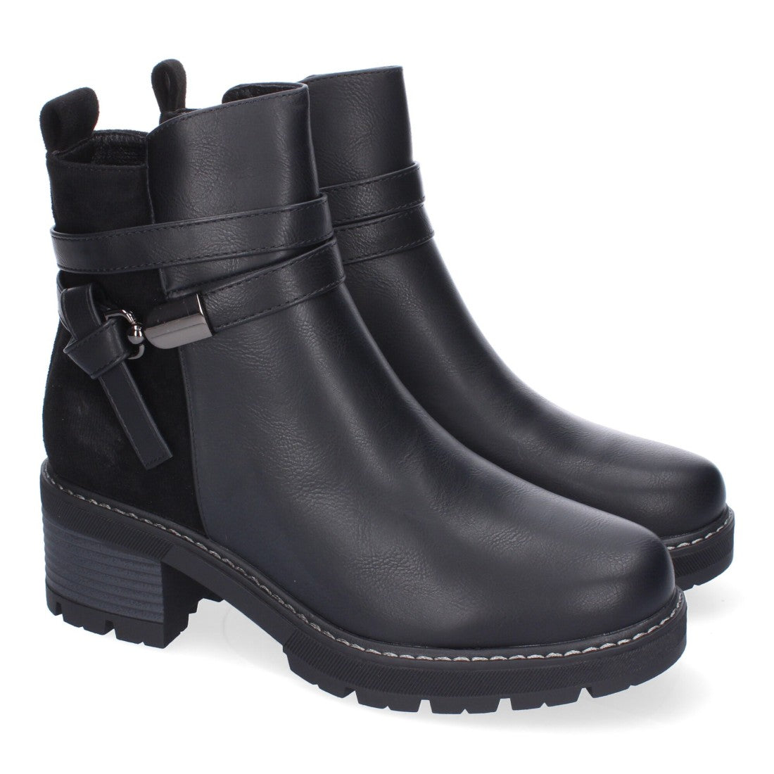 Botines Elegantes Negro con Detalles Distintivos