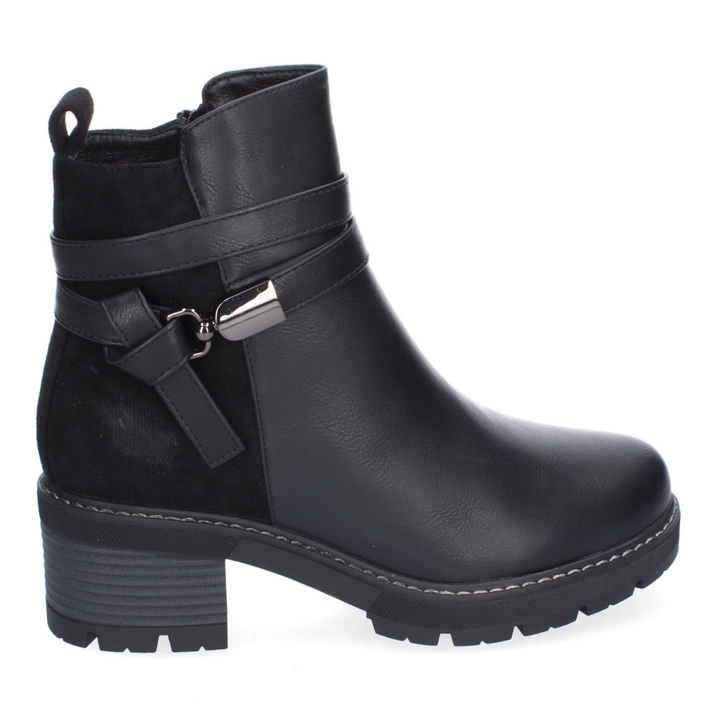 Botines Elegantes Negro con Detalles Distintivos