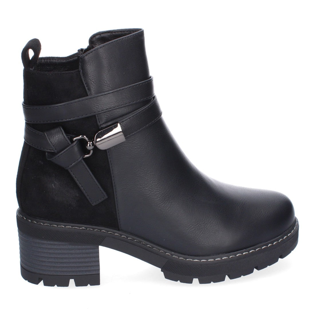 Botines Elegantes Negro con Detalles Distintivos
