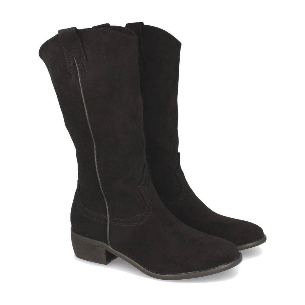 Botas Tacón con Bordado - Negro