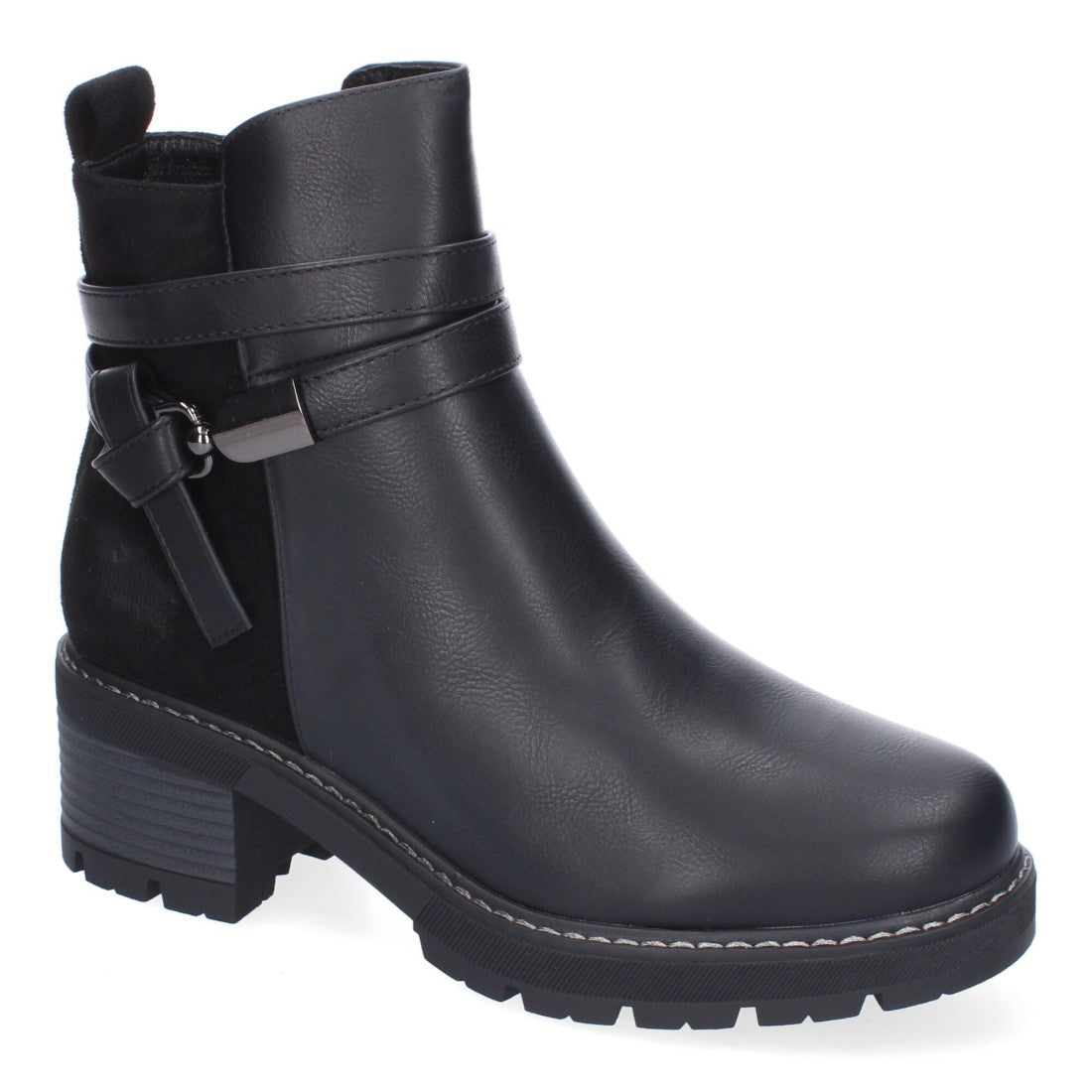Botines Elegantes Negro con Detalles Distintivos