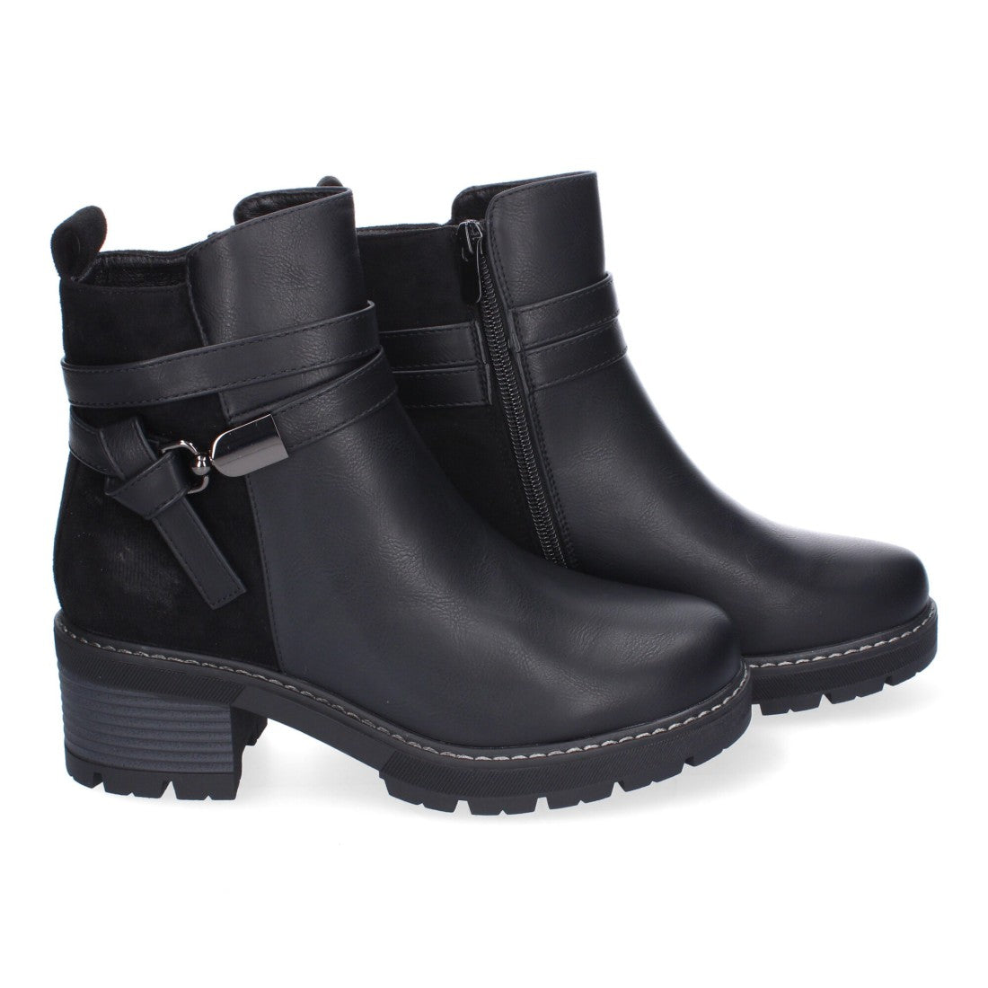 Botines Elegantes Negro con Detalles Distintivos