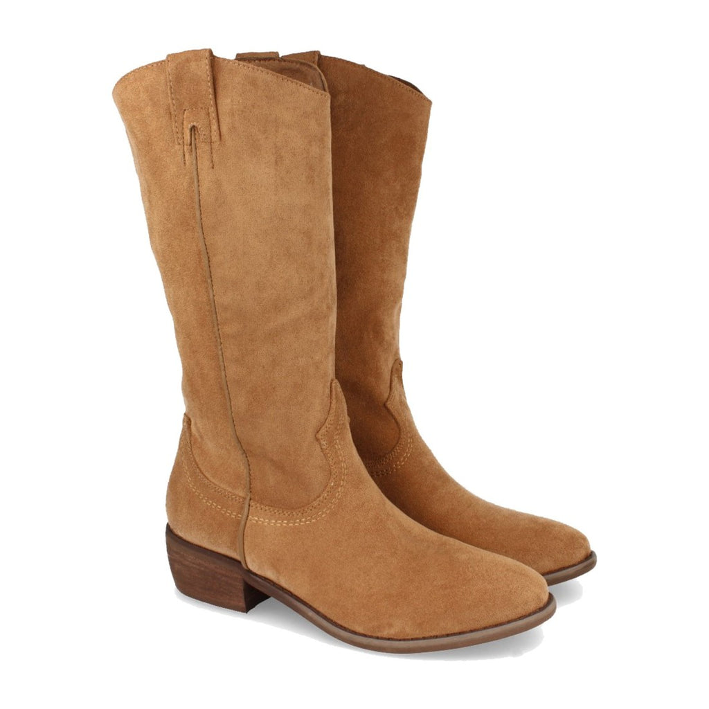 Botas Tacón con Bordado - Camel