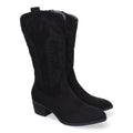 Botas Cowboy con Tacón, Bordado y Punta Redonda - Negro