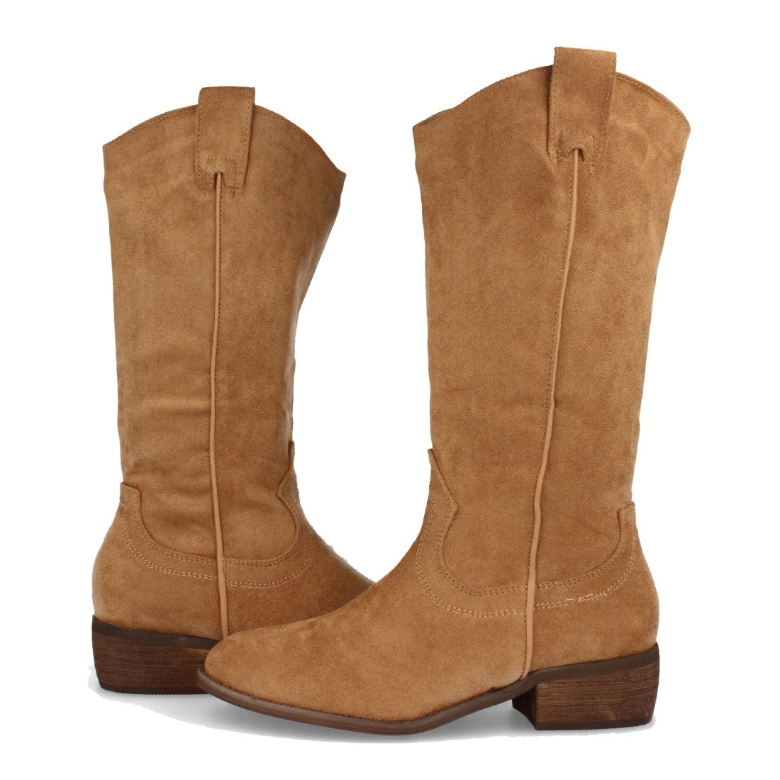 Botas Tacón con Bordado - Camel