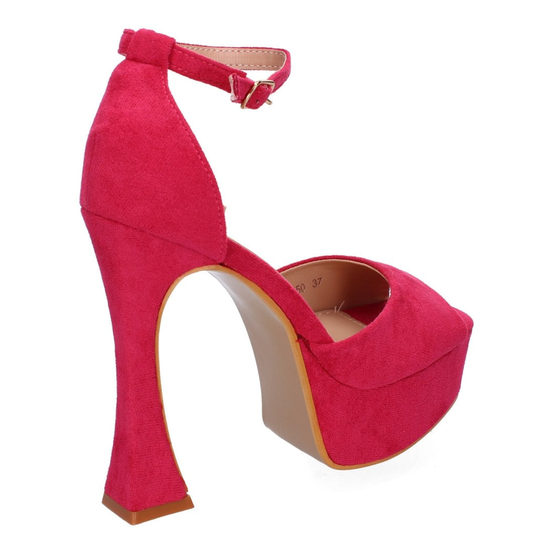 Sandalias Fucsia Tacón Plataforma Tiras Finas Talón Cerrado Fiesta