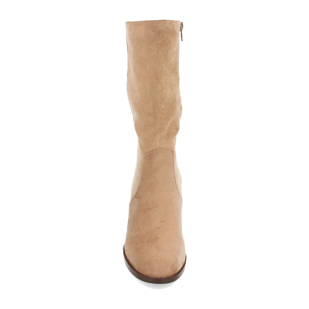 Botas Tacón con Tira Decorativa - Beige