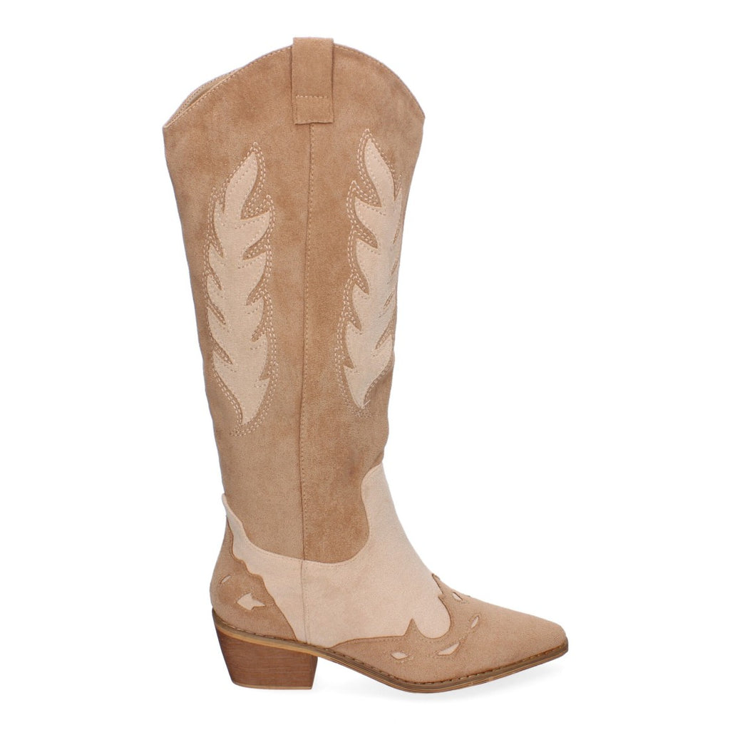 Botas Altas de Terciopelo con Estampado - Albaricoque