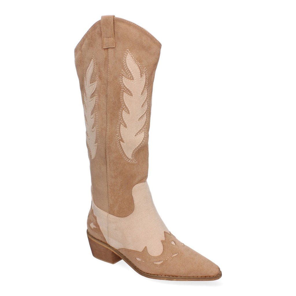 Botas Altas de Terciopelo con Estampado - Albaricoque