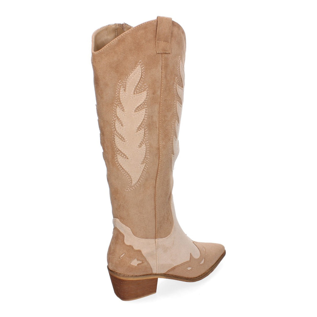 Botas Altas de Terciopelo con Estampado - Albaricoque