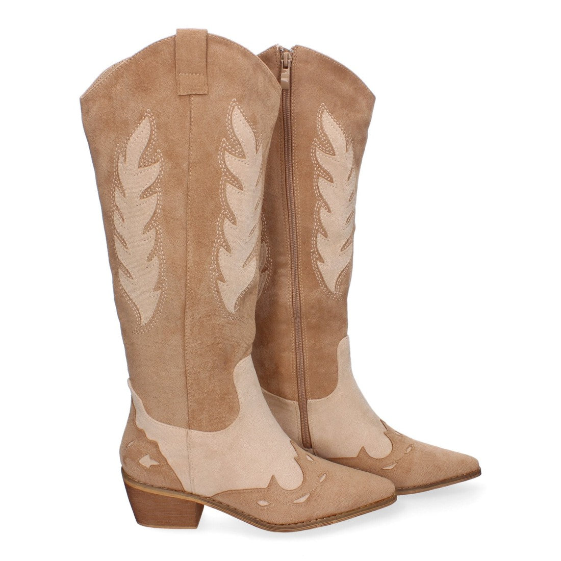 Botas Altas de Terciopelo con Estampado - Albaricoque