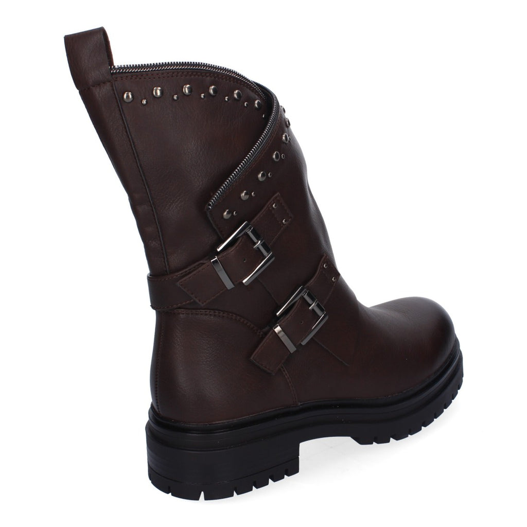 Botas Marrones Moteras con Tachuelas y Suela Dentada