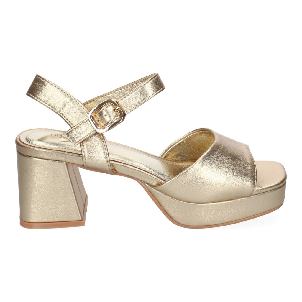 Sandalias Doradas Mujer Tacón Correa Ajustable Puntera Abierta Elegantes Fiesta