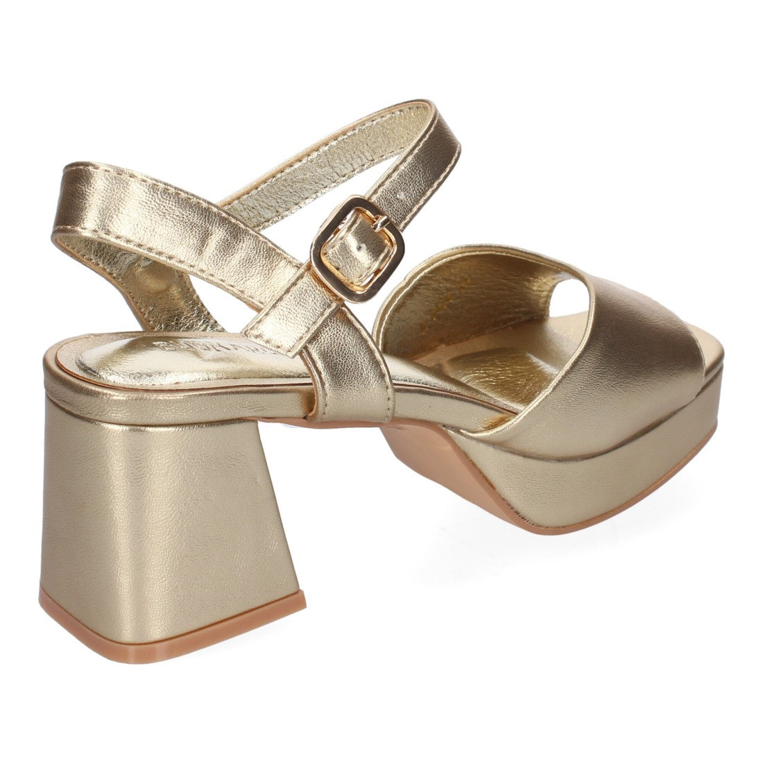 Sandalias Doradas Mujer Tacón Correa Ajustable Puntera Abierta Elegantes Fiesta