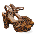 Sandalias Leopardo Mujer Tacón Fiesta Adornos Cruzados