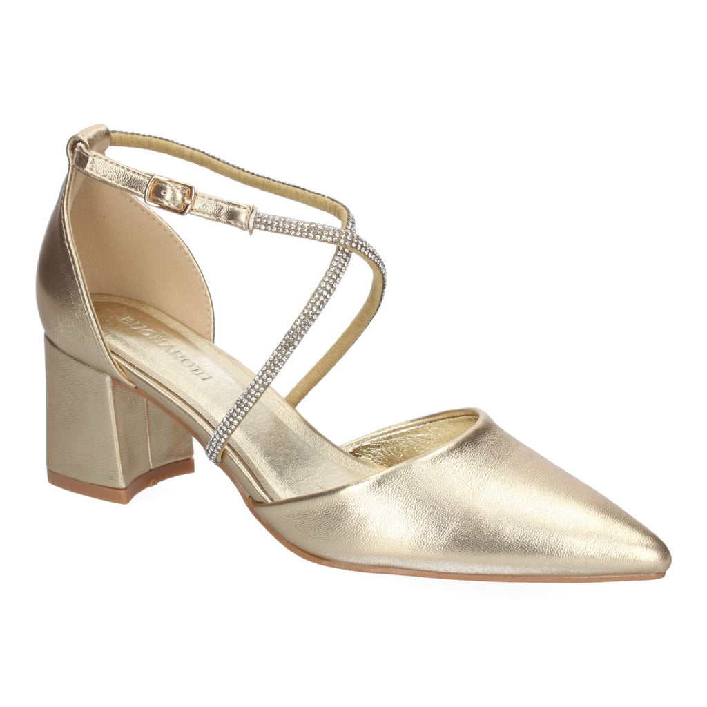 Elegante, bequeme goldene Sandalen mit Absatz für Partys und Hochzeiten