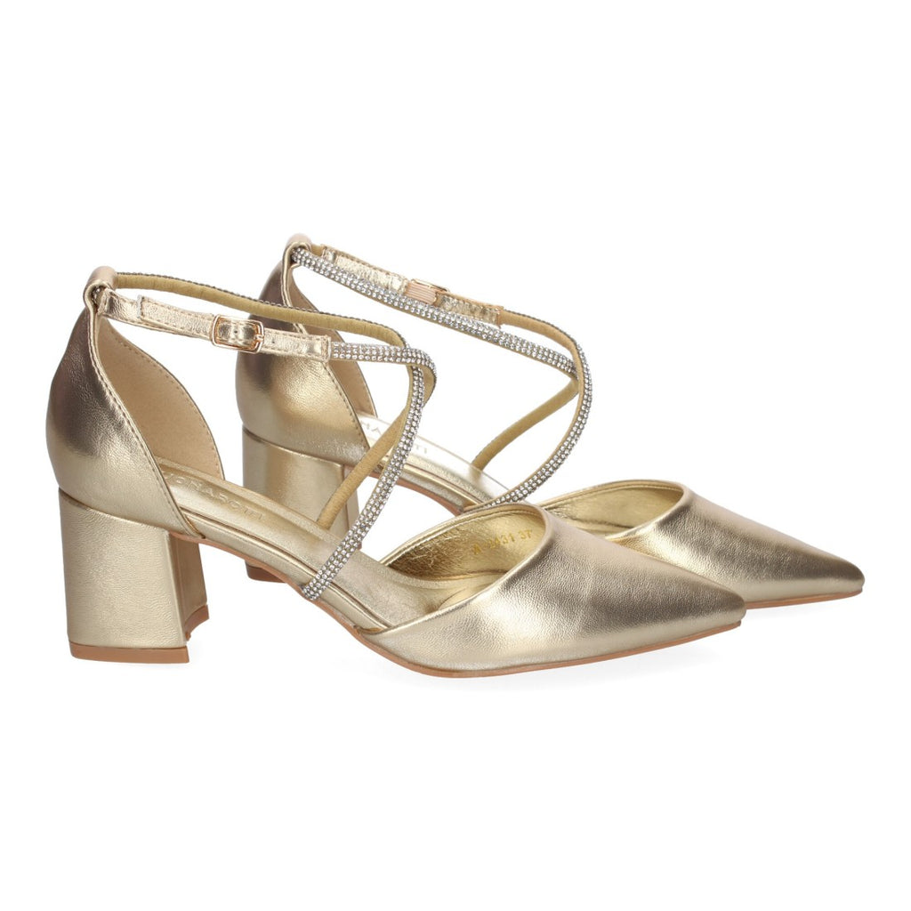 Elegante, bequeme goldene Sandalen mit Absatz für Partys und Hochzeiten