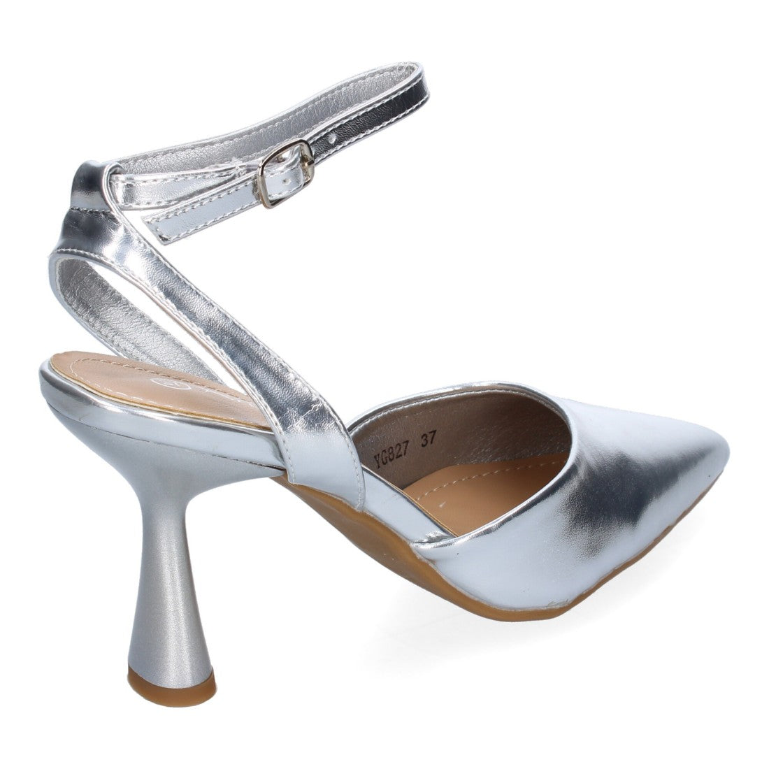 Pumps Plata Mujer Salón Punta Fina Hebilla Elegantes Eventos