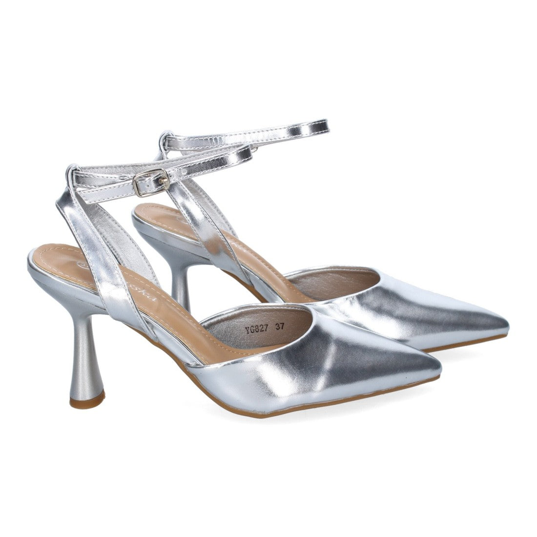 Pumps Plata Mujer Salón Punta Fina Hebilla Elegantes Eventos