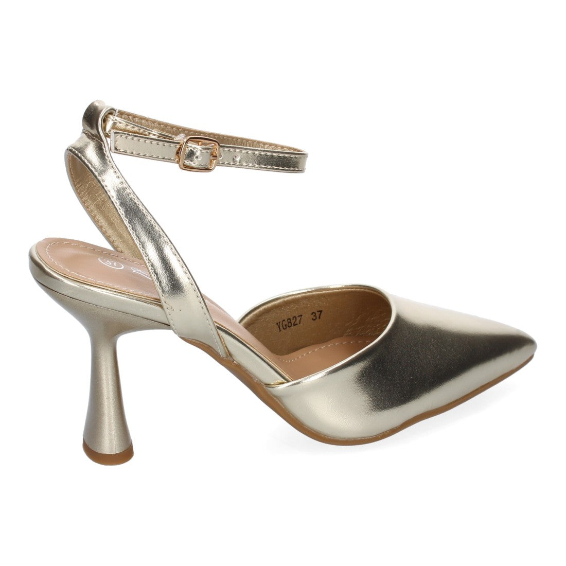 Pumps Oro Mujer Salón Punta Fina Hebilla Elegantes Eventos