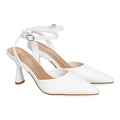 Pumps Blancos Mujer Salón Punta Fina Hebilla Elegantes Eventos