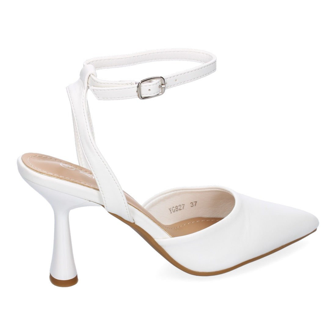 Pumps Blancos Mujer Salón Punta Fina Hebilla Elegantes Eventos