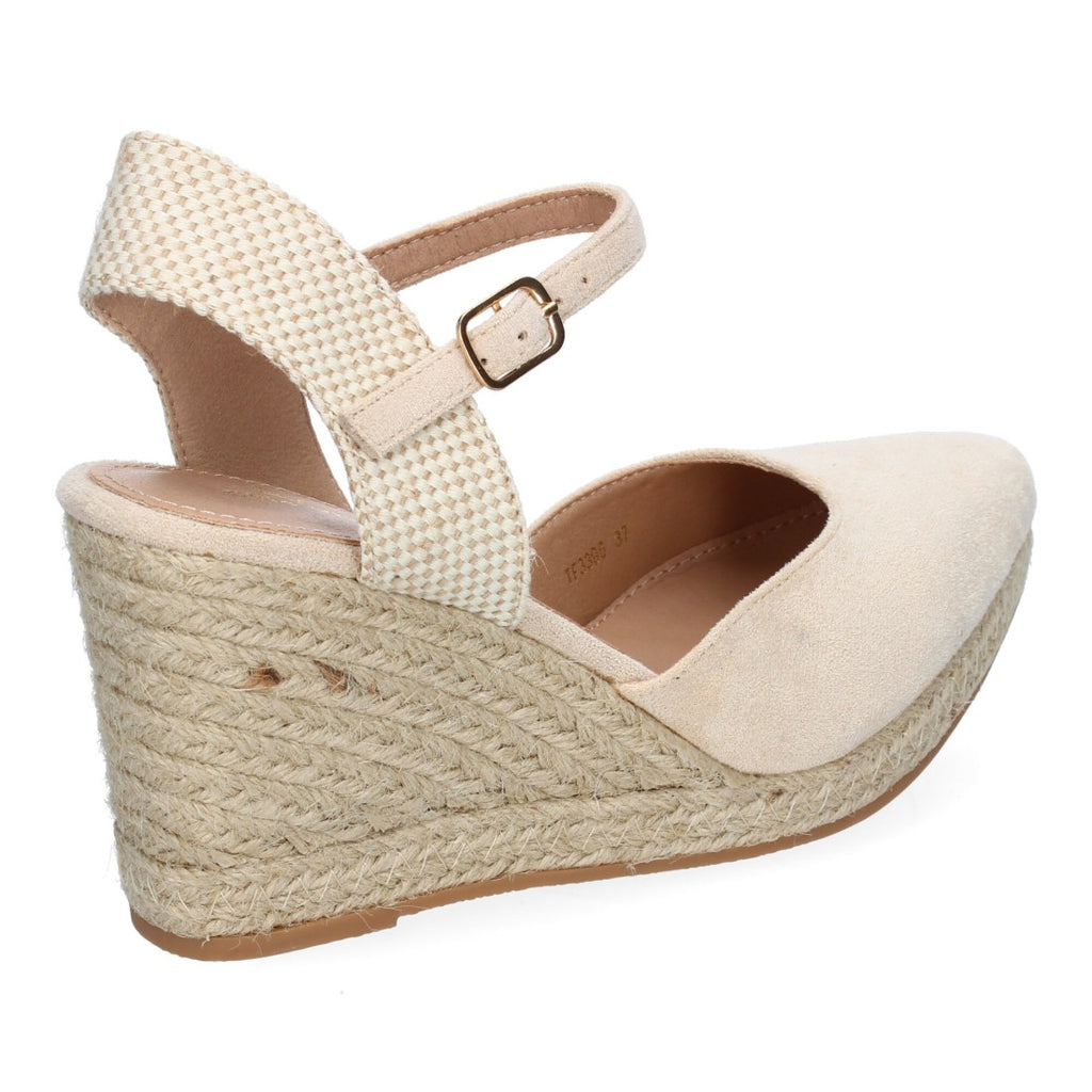 Sandalias Beige Mujer Estilo Valenciana Cuña Yute Elegantes