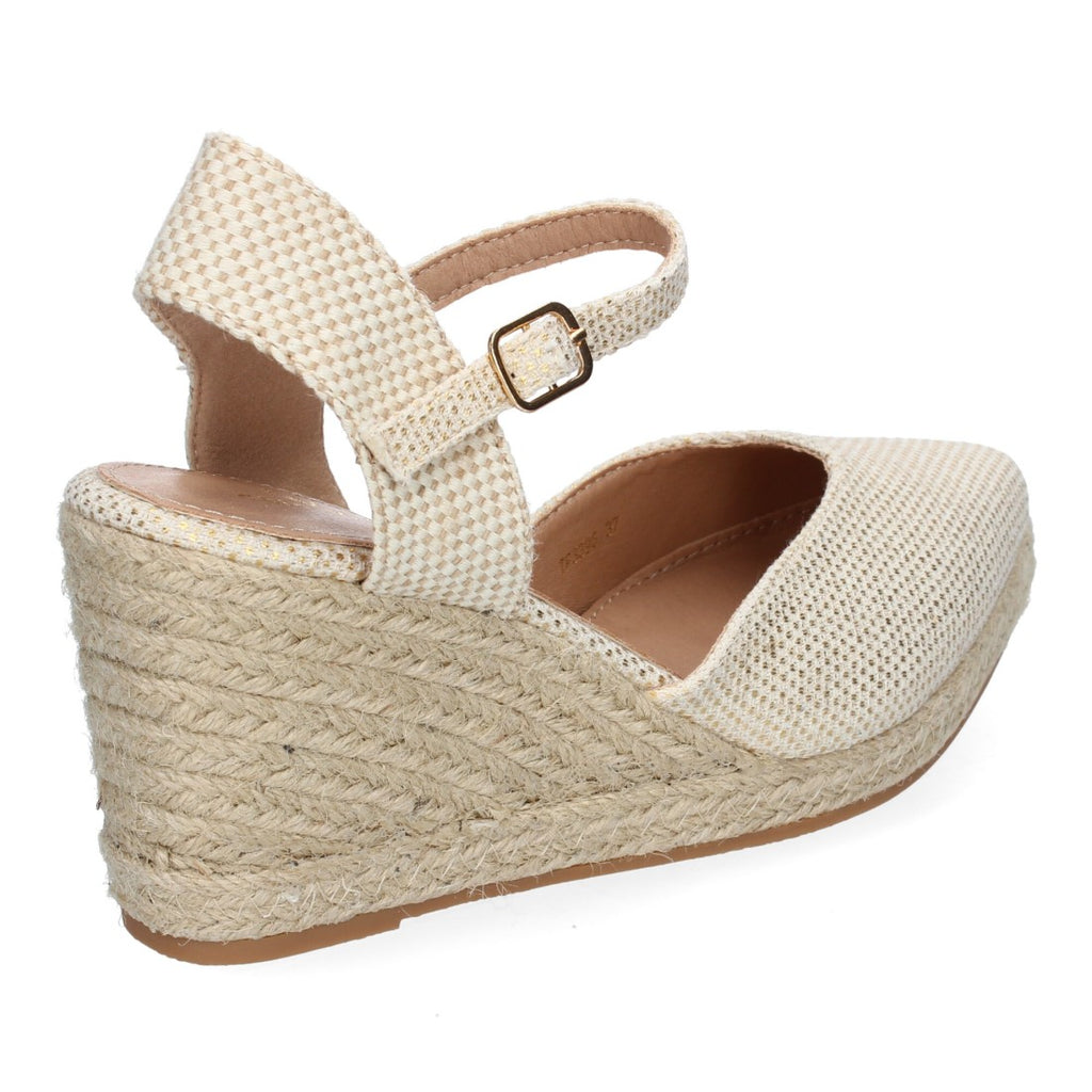 Sandalias Doradas Mujer Estilo Valenciana Cuña Yute Elegantes