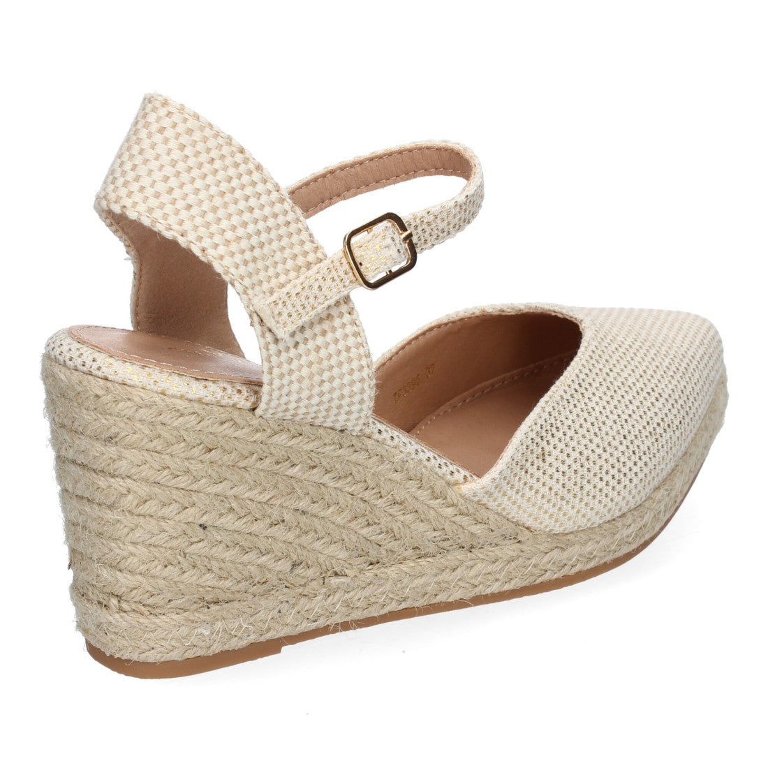 Sandalias Doradas Mujer Estilo Valenciana Cuña Yute Elegantes