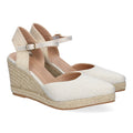 Sandalias Plateadas Mujer Estilo Valenciana Cuña Yute Elegantes
