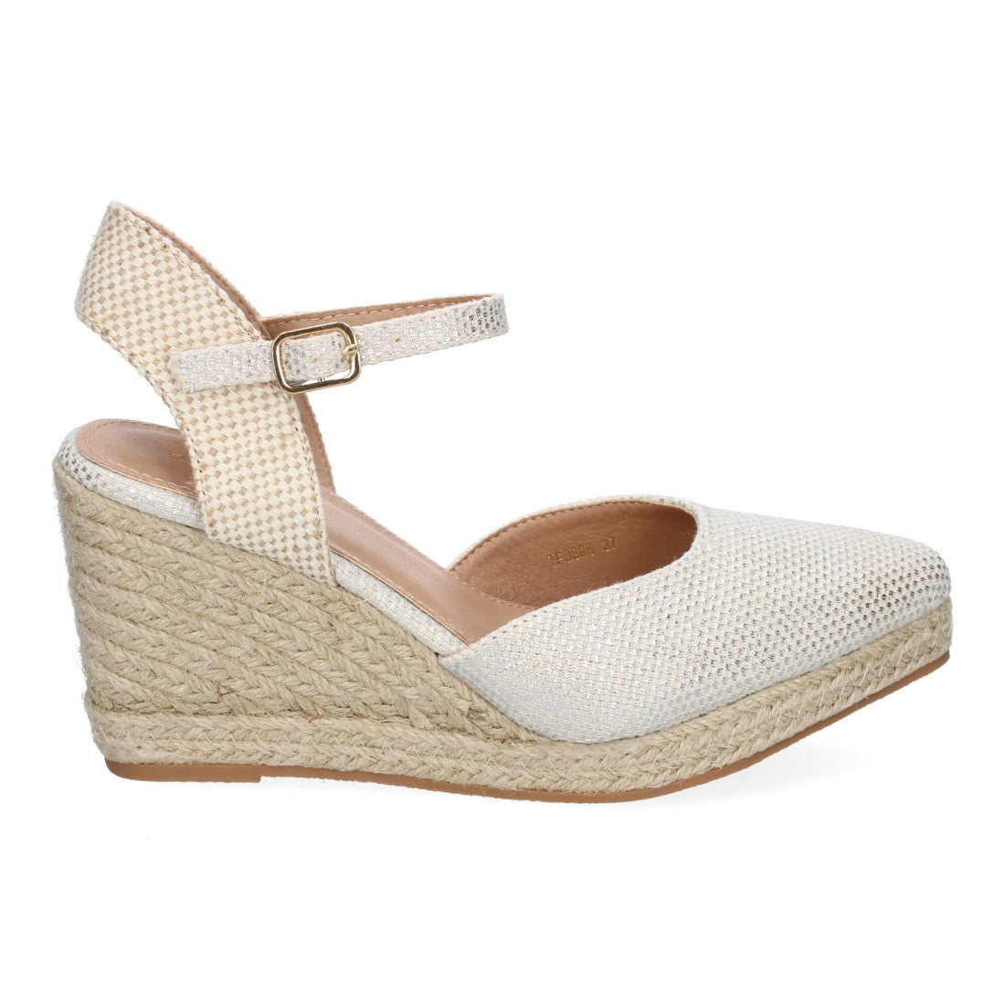 Sandalias Plateadas Mujer Estilo Valenciana Cuña Yute Elegantes