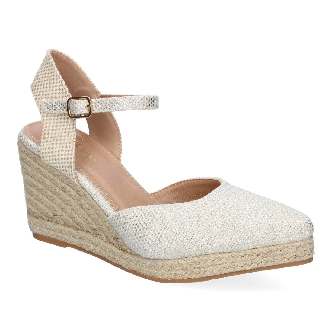 Sandalias Plateadas Mujer Estilo Valenciana Cuña Yute Elegantes
