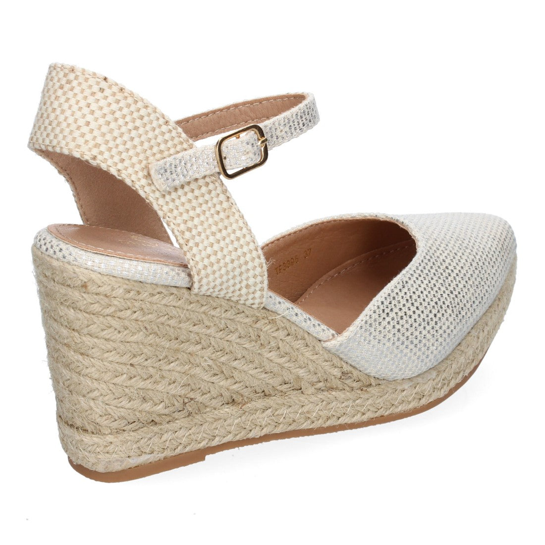 Sandalias Plateadas Mujer Estilo Valenciana Cuña Yute Elegantes