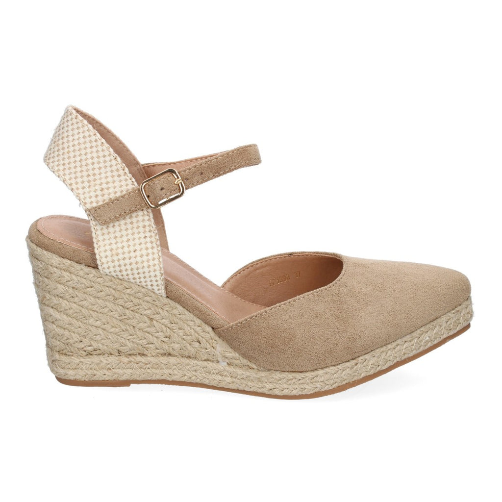 Sandalias Kaki Mujer Estilo Valenciana Cuña Yute Elegantes
