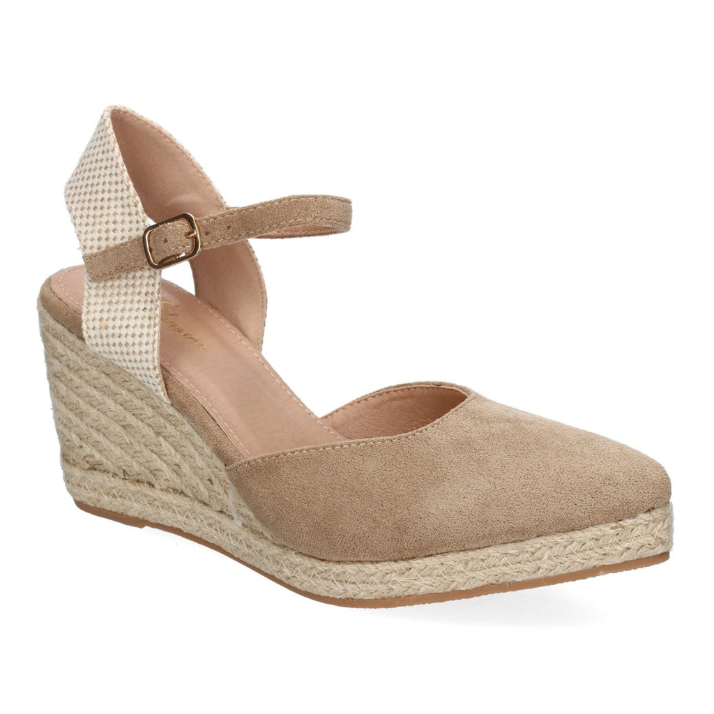 Sandalias Kaki Mujer Estilo Valenciana Cuña Yute Elegantes