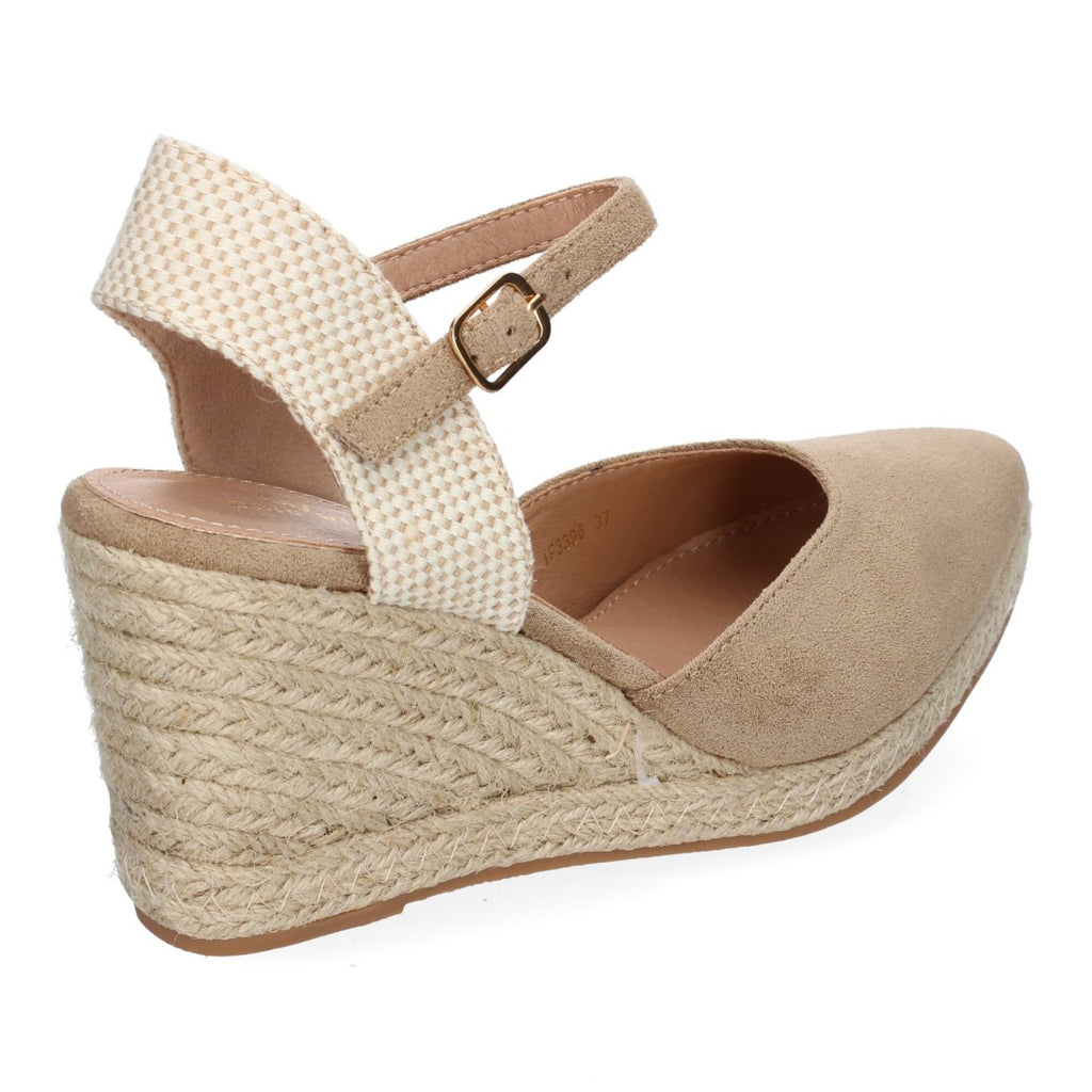 Sandalias Kaki Mujer Estilo Valenciana Cuña Yute Elegantes