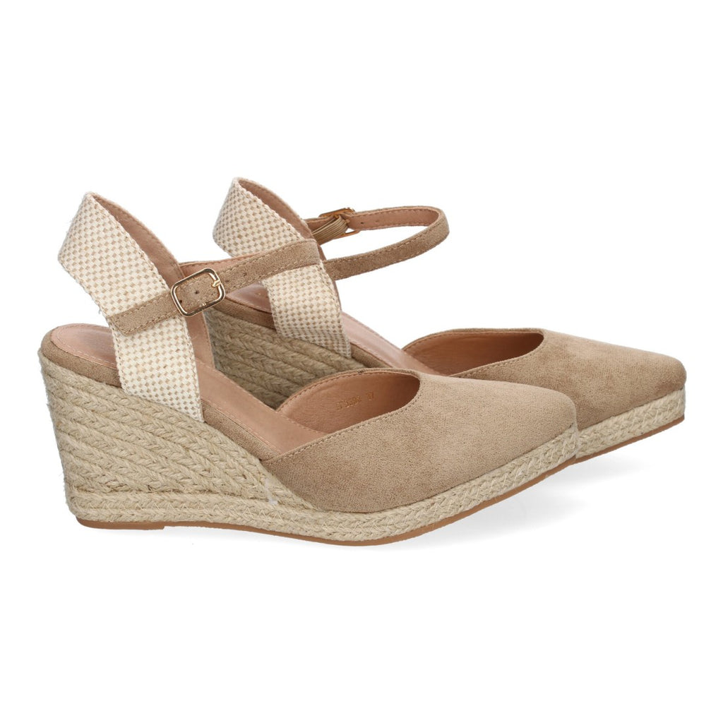 Sandalias Kaki Mujer Estilo Valenciana Cuña Yute Elegantes