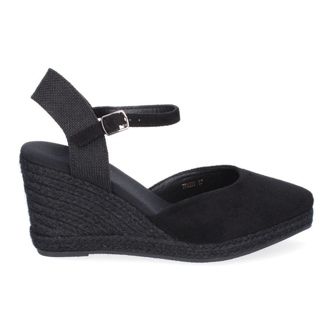 Sandalias Negras Mujer Estilo Valenciana Cuña Yute Elegantes