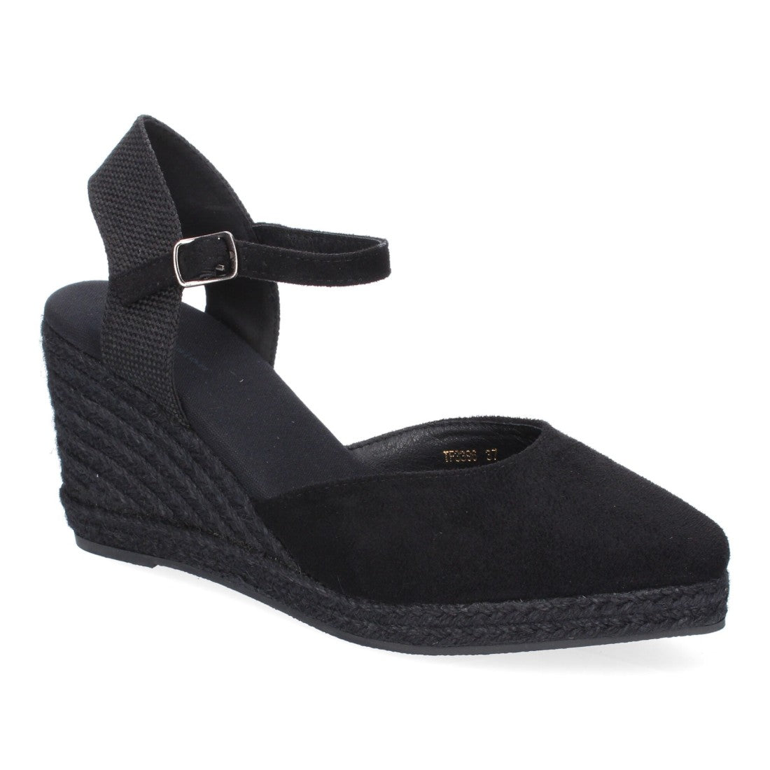 Sandalias Negras Mujer Estilo Valenciana Cuña Yute Elegantes