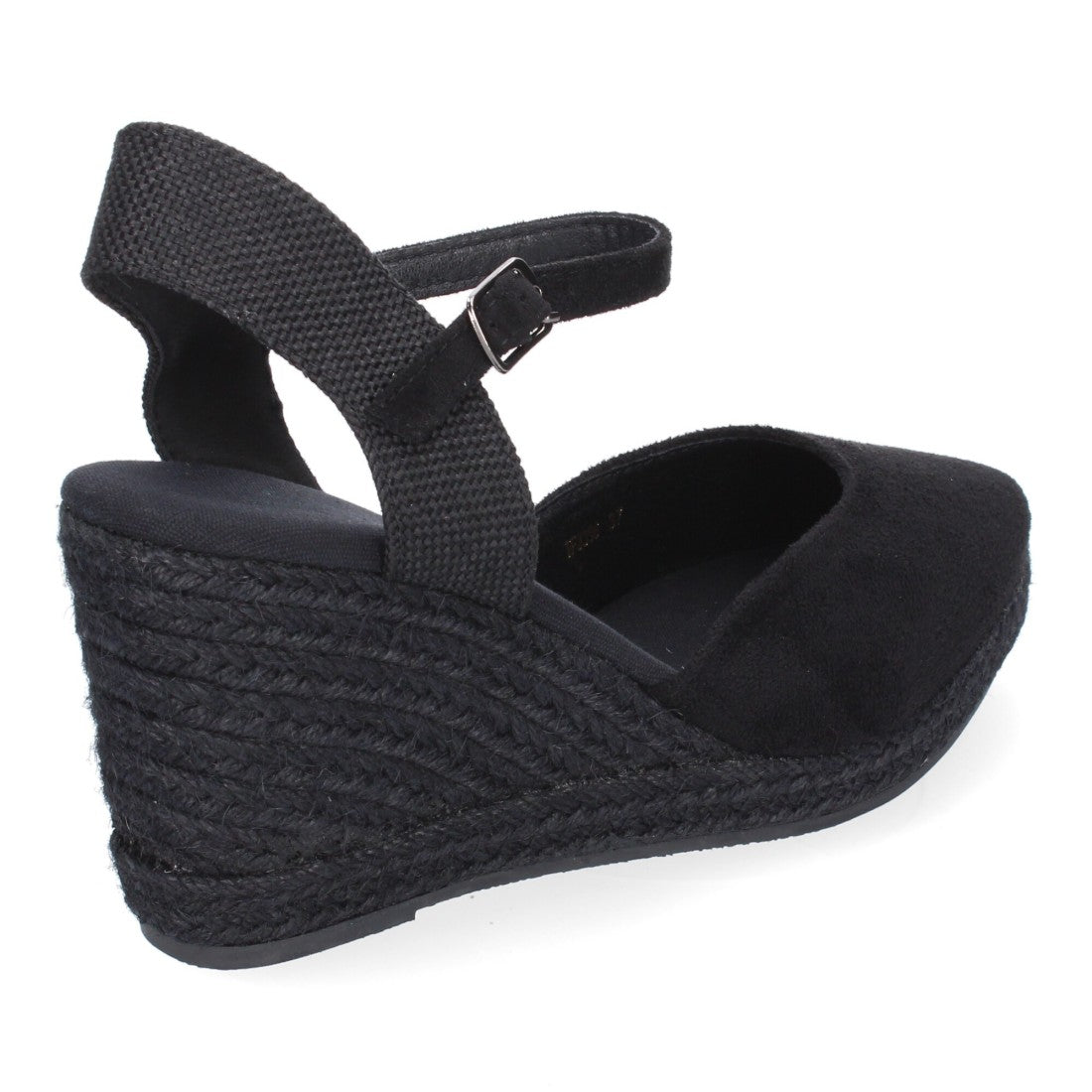 Sandalias Negras Mujer Estilo Valenciana Cuña Yute Elegantes