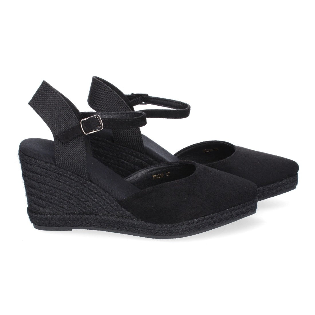 Sandalias Negras Mujer Estilo Valenciana Cuña Yute Elegantes